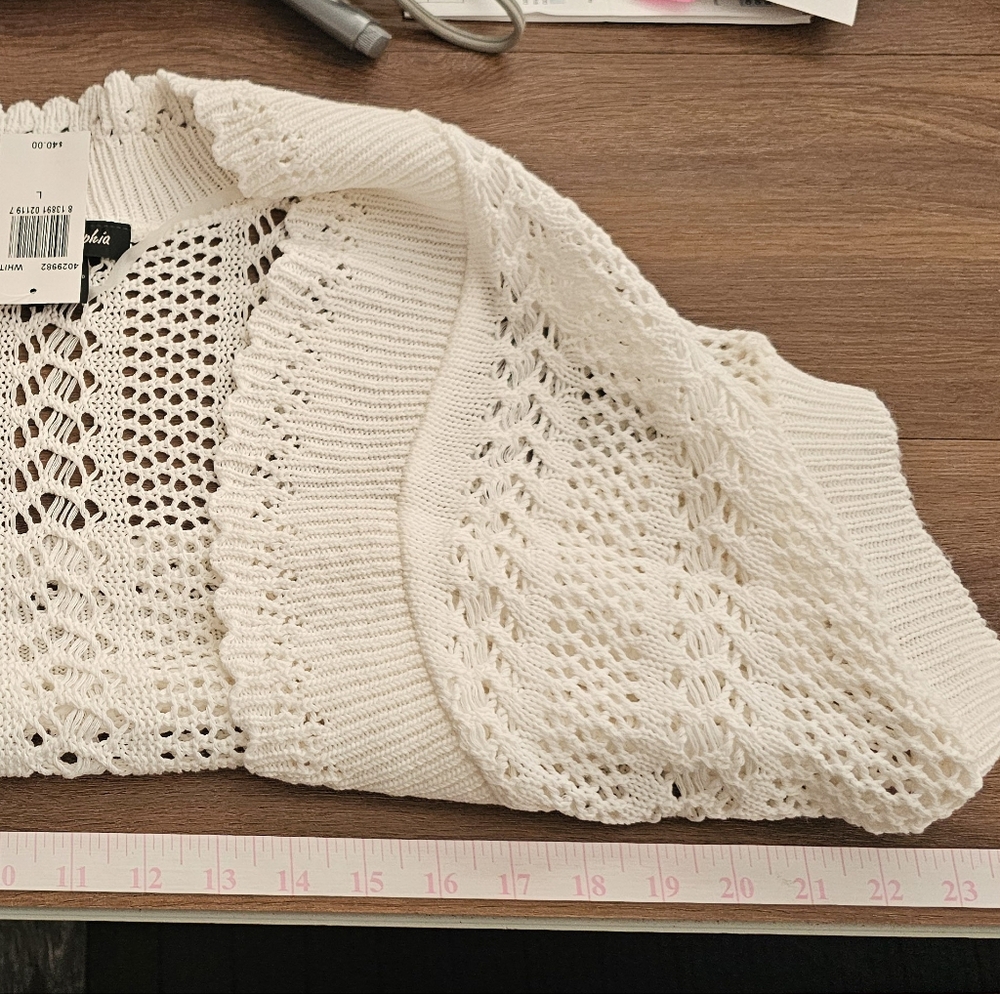 NWT Mary Sophia White Crochet Vest Large - Picture 10 of 10
